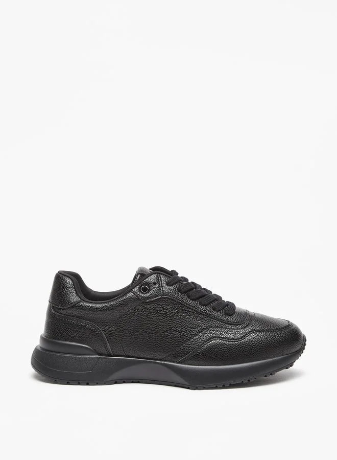 Flora Bella By Shoexpress Monotone Low Ankle Sneakers with Lace-Up Closure