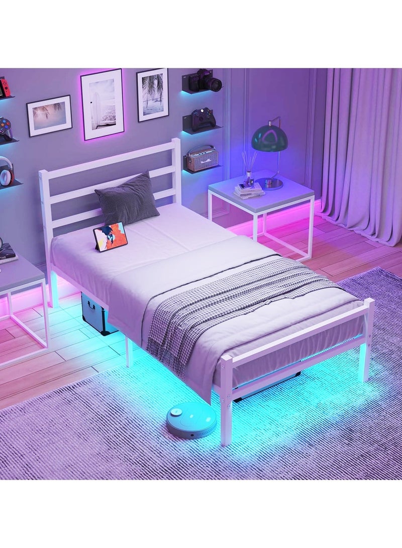 آسي بلاي إطار سرير قوي بقياس Twin مع لوح أمامي وخلفي، يتحمل حتى 2000 رطل، لا يحتاج إلى قاعدة صندوق، منصة معدنية مع مساحة تخزين أسفل السرير. - Image 2