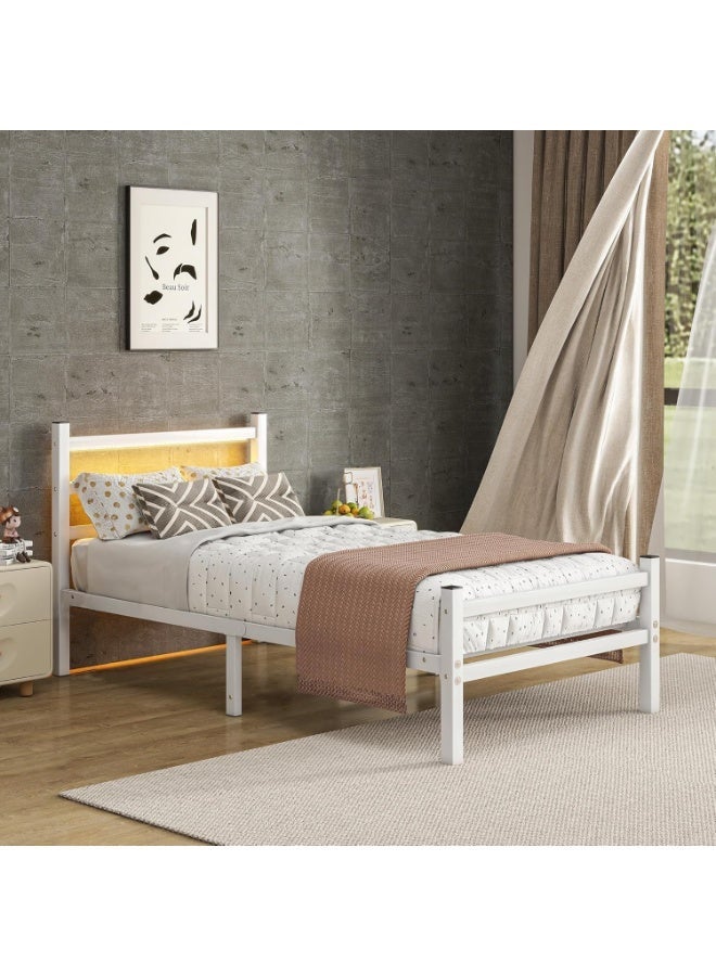 آسي بلاي إطار سرير قوي بقياس Twin مع لوح أمامي وخلفي، يتحمل حتى 2000 رطل، لا يحتاج إلى قاعدة صندوق، منصة معدنية مع مساحة تخزين أسفل السرير. - Image 1