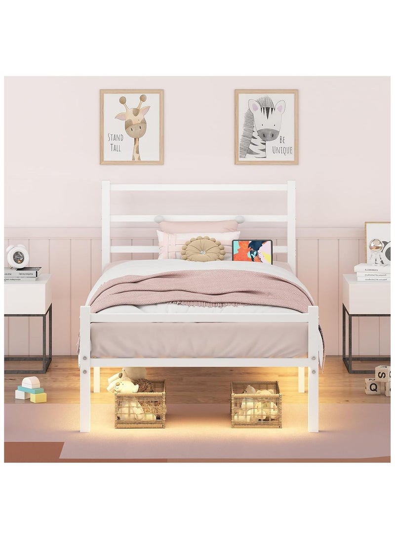 آسي بلاي إطار سرير قوي بقياس Twin مع لوح أمامي وخلفي، يتحمل حتى 2000 رطل، لا يحتاج إلى قاعدة صندوق، منصة معدنية مع مساحة تخزين أسفل السرير. - Image 4