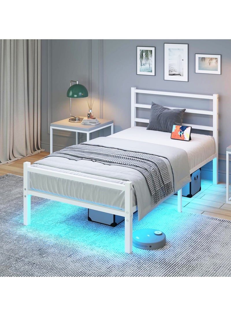 آسي بلاي إطار سرير قوي بقياس Twin مع لوح أمامي وخلفي، يتحمل حتى 2000 رطل، لا يحتاج إلى قاعدة صندوق، منصة معدنية مع مساحة تخزين أسفل السرير. - Image 3