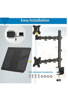 Generic Laptop Monitor Mount Stand with Keyboard Tray, Adjustable Notebook Desk Mount with Clamp and Grommet Mounting Base for 33 to 68cm LCD Computer Screens Up to 10kg, Notebook up to 40cm  - Image 2