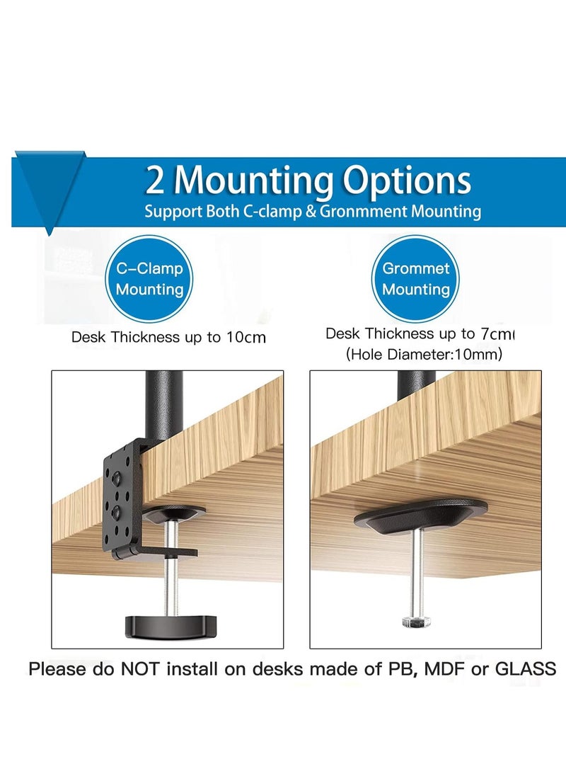 Generic - Laptop Monitor Mount Stand with Keyboard Tray, Adjustable Notebook Desk Mount with Clamp and Grommet Mounting Base for 33 to 68cm LCD Computer Screens Up to 10kg, Notebook up to 40cm - Image 1