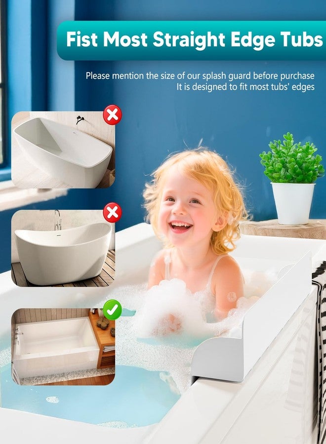 Duseu 24 Inch Bathtub Splash Guard, Silicone Bath Tub Tray with 10 Strong Suction Cups, Bathtub Shelf Toy Holder, Prevent Water Spills in Bathroom, Easy Clean & Fold, White - Image 5
