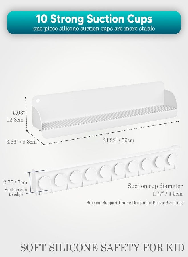 Duseu 24 Inch Bathtub Splash Guard, Silicone Bath Tub Tray with 10 Strong Suction Cups, Bathtub Shelf Toy Holder, Prevent Water Spills in Bathroom, Easy Clean & Fold, White - Image 4