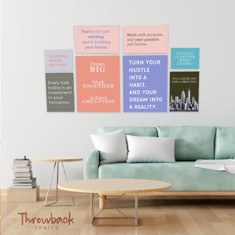 Throwback Traits Office Wall Decor Set of 8 â€“ Motivational Teamwork Office Wall Art Canvas Prints â€“ Leadership & Success Quotes for Workplace, Bulletin Board, Break Room & Home Office â€“ Inspirational Team Gifts - Image 5