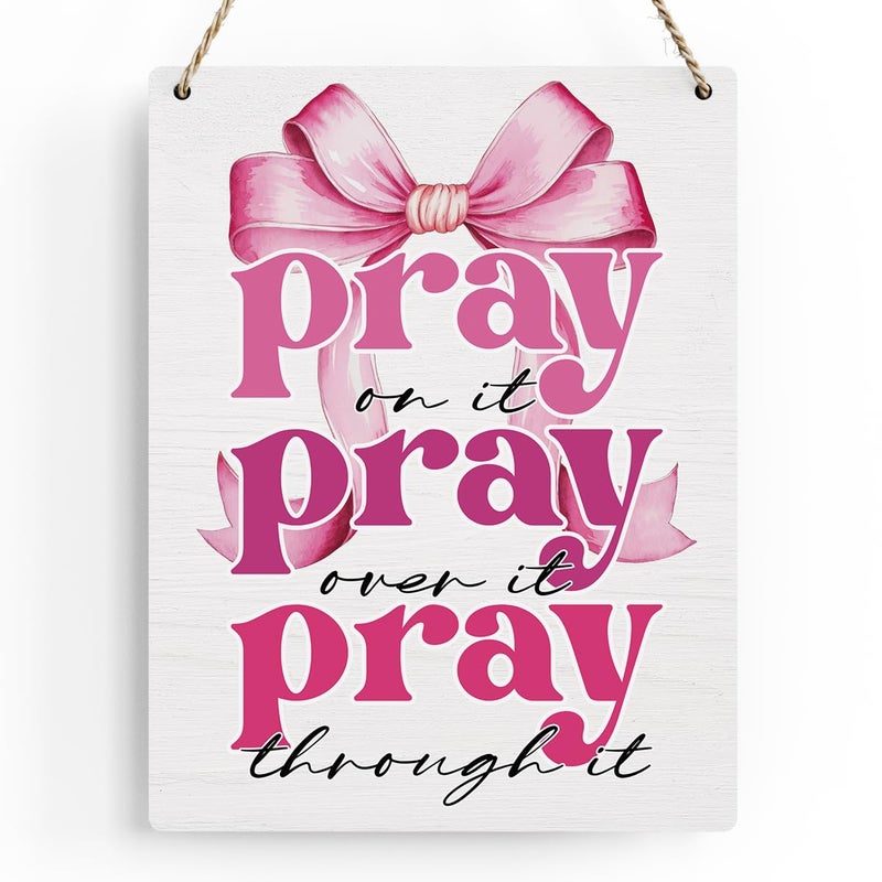BELLOWDEER Pink Room Decor Christian Wall Decoration Bedroom Decor for Teen Girls Pink Dorm Room Decoration Bible Verses Wall Decor for Women Gift  Wooden Sign Wall Art Easter Decoration for Farmhouse Home Porch Bedroom Office - Image 1