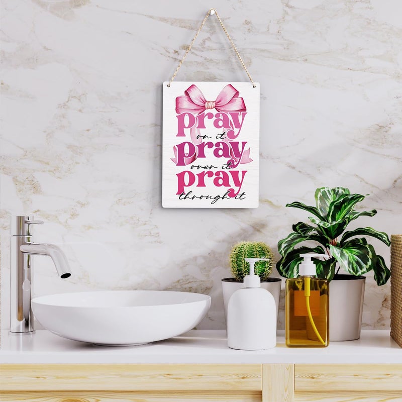 BELLOWDEER Pink Room Decor Christian Wall Decoration Bedroom Decor for Teen Girls Pink Dorm Room Decoration Bible Verses Wall Decor for Women Gift  Wooden Sign Wall Art Easter Decoration for Farmhouse Home Porch Bedroom Office - Image 5
