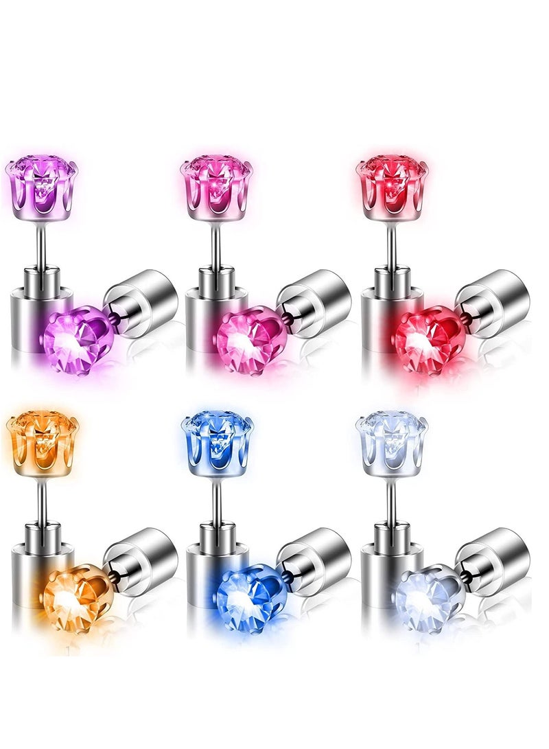 Excefore Led Earrings, 6 Pairs Changing Color Light Up LED Earrings Studs Flashing Blinking Rave Party Accessories Decoration Birthday Gifts for Men Women Mom Wife Girlfriend Friend Boyfriend - Image 1