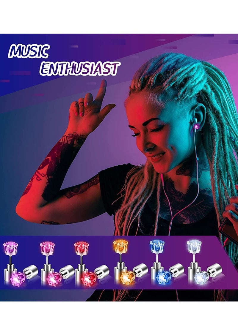 Excefore Led Earrings, 6 Pairs Changing Color Light Up LED Earrings Studs Flashing Blinking Rave Party Accessories Decoration Birthday Gifts for Men Women Mom Wife Girlfriend Friend Boyfriend - Image 3