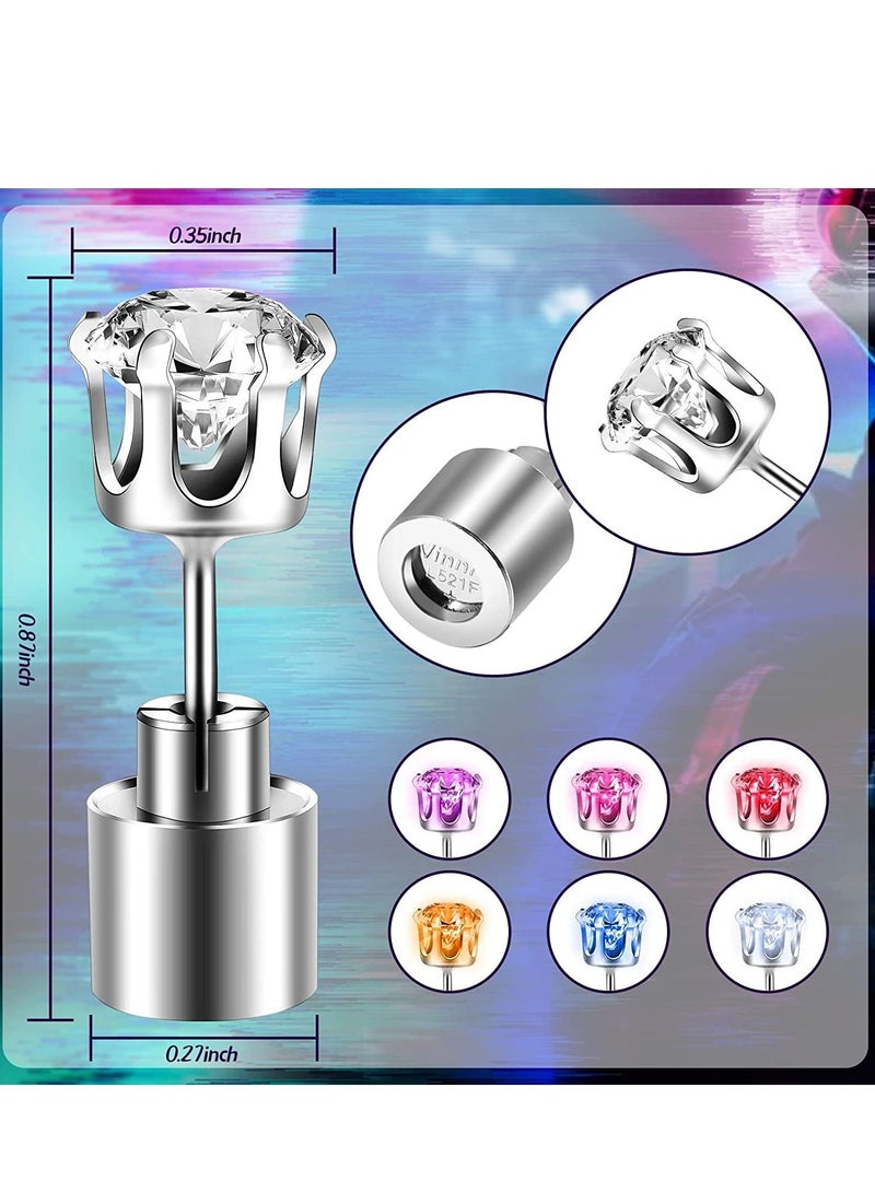 Excefore Led Earrings, 6 Pairs Changing Color Light Up LED Earrings Studs Flashing Blinking Rave Party Accessories Decoration Birthday Gifts for Men Women Mom Wife Girlfriend Friend Boyfriend - Image 2