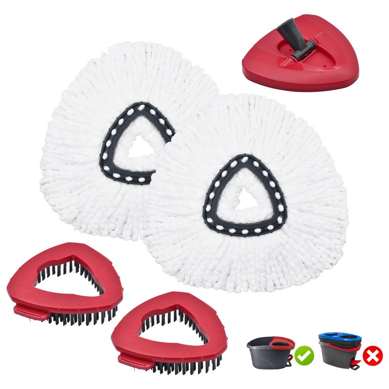 Yuunaie Mop Replace Head for O Cedar, Mop Heads Replacements for Ocedar, Spin Mop Replacement Head for Ocedar Easy Wring 1 Tank System, Include 2 Pack Spin Mop Refills & 2 Scrubber Mop Head & 1 Pack Mop Base - Image 1