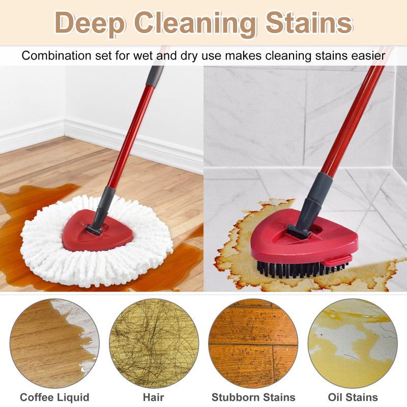 Yuunaie Mop Replace Head for O Cedar, Mop Heads Replacements for Ocedar, Spin Mop Replacement Head for Ocedar Easy Wring 1 Tank System, Include 2 Pack Spin Mop Refills & 2 Scrubber Mop Head & 1 Pack Mop Base - Image 5