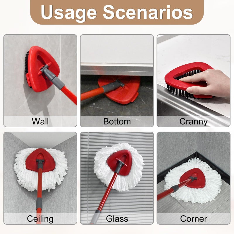 Yuunaie Mop Replace Head for O Cedar, Mop Heads Replacements for Ocedar, Spin Mop Replacement Head for Ocedar Easy Wring 1 Tank System, Include 2 Pack Spin Mop Refills & 2 Scrubber Mop Head & 1 Pack Mop Base - Image 3