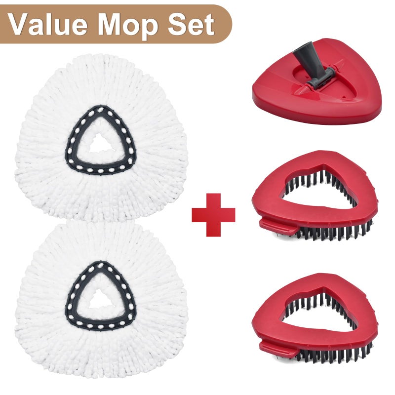 Yuunaie Mop Replace Head for O Cedar, Mop Heads Replacements for Ocedar, Spin Mop Replacement Head for Ocedar Easy Wring 1 Tank System, Include 2 Pack Spin Mop Refills & 2 Scrubber Mop Head & 1 Pack Mop Base - Image 2
