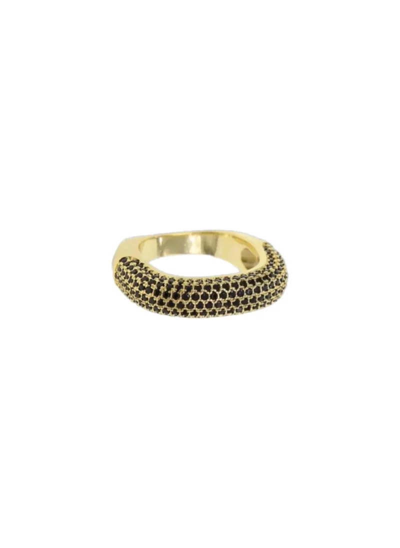 Square ring w/black stones