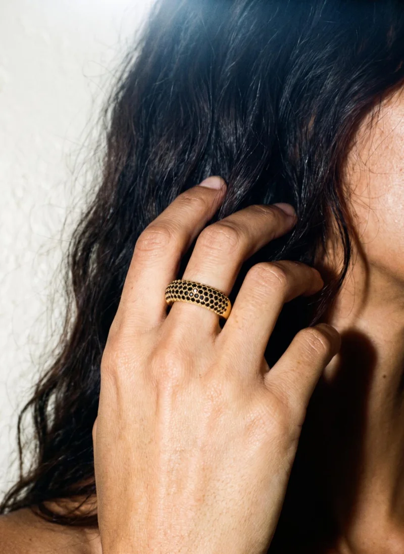 AMIE Dubai  Square ring w/black stones for Women | Best Price UAE