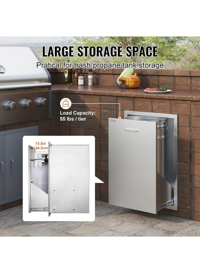 VEVOR Outdoor Kitchen Trash Drawer 19.7"W x 29"H x 15.7"D Inch Outdoor Kitchen Drawers Stainless Steel for Outdoor BBQ Island Kitchen - Image 3