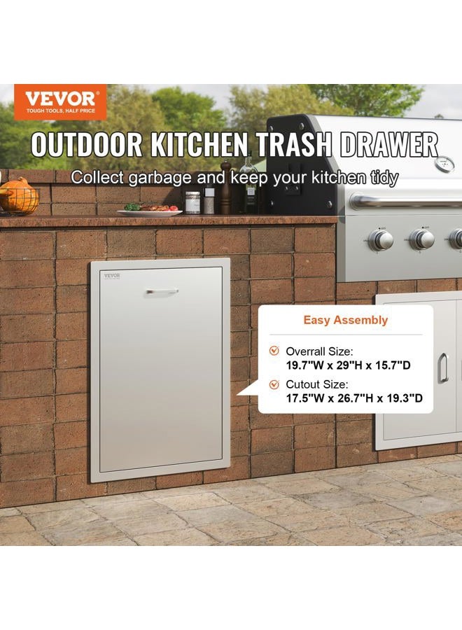 VEVOR Outdoor Kitchen Trash Drawer 19.7"W x 29"H x 15.7"D Inch Outdoor Kitchen Drawers Stainless Steel for Outdoor BBQ Island Kitchen - Image 2