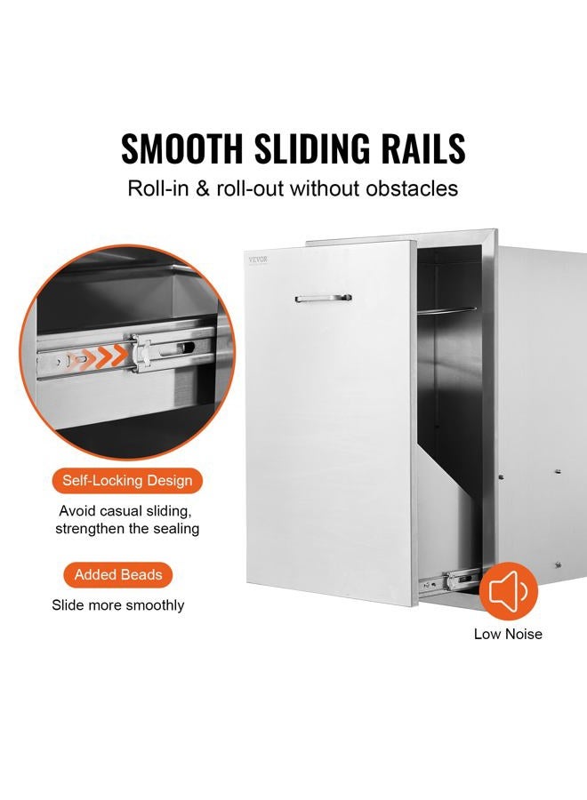 VEVOR Outdoor Kitchen Trash Drawer 19.7"W x 29"H x 15.7"D Inch Outdoor Kitchen Drawers Stainless Steel for Outdoor BBQ Island Kitchen - Image 5