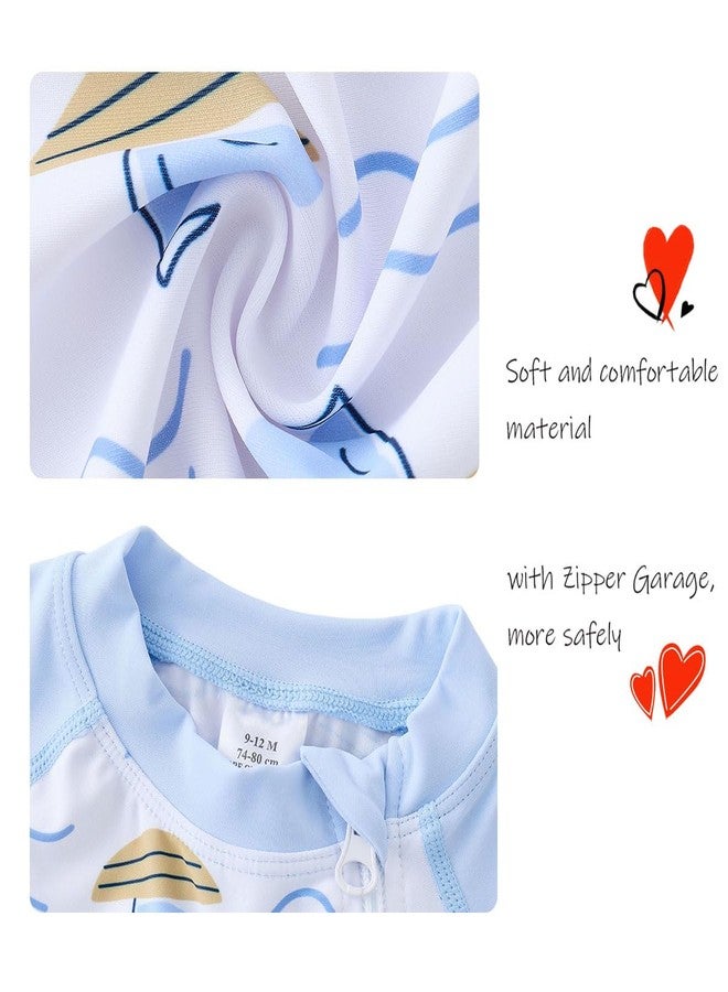 UMELOK Baby Boy Bathing Suit One Piece Zipper Swimsuit UPF 50+ Sun Protection Beach Swimwear Sunsuit Baby Blue Sailboat 9-12 Months - Image 5
