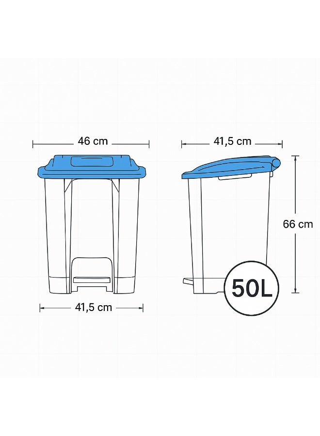 بلانيت حاوية قمامة بلانيت، سلة نفايات بدوّاسة مع غطاء مربع صغير في الأعلى للاستخدام الصحي، مزوّدة بعجلات وسطل داخلي للمتانة، مناسبة للاستخدام في المدارس والمستشفيات والجامعات والمولات، سعة 50 لتر (أحمر) - Image 5