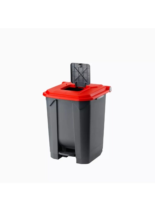 بلانيت حاوية قمامة بلانيت، سلة نفايات بدوّاسة مع غطاء مربع صغير في الأعلى للاستخدام الصحي، مزوّدة بعجلات وسطل داخلي للمتانة، مناسبة للاستخدام في المدارس والمستشفيات والجامعات والمولات، سعة 50 لتر (أحمر) - Image 3