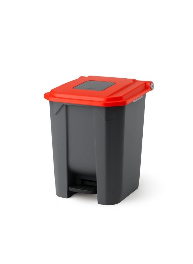 بلانيت حاوية قمامة بلانيت، سلة نفايات بدوّاسة مع غطاء مربع صغير في الأعلى للاستخدام الصحي، مزوّدة بعجلات وسطل داخلي للمتانة، مناسبة للاستخدام في المدارس والمستشفيات والجامعات والمولات، سعة 50 لتر (أحمر) - Image 1