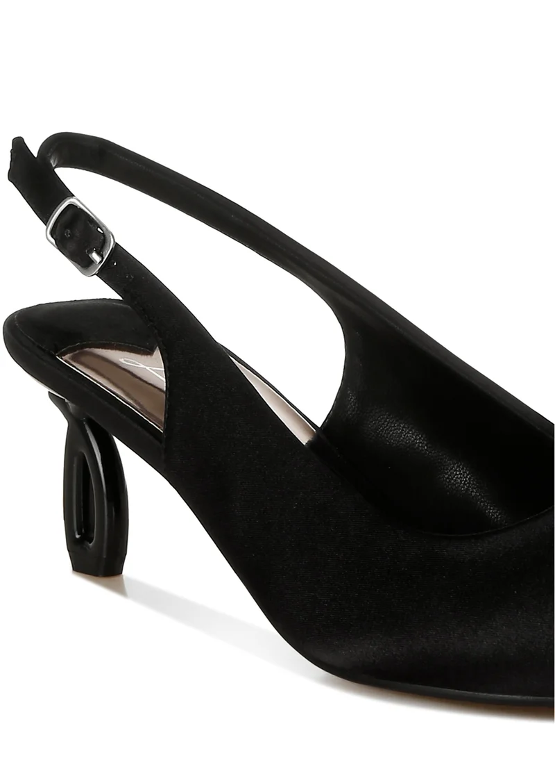 London Rag Satin Pointed Toe Slingbacks in Black