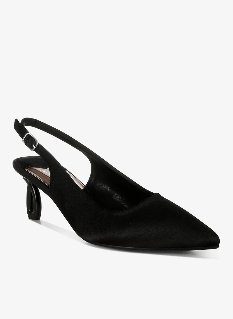 London Rag Black Satin Pointed Toe Slingbacks in Black for Women | Best Price UAE