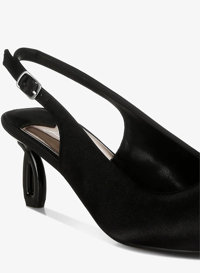 London Rag Black Satin Pointed Toe Slingbacks in Black for Women | Best Price UAE