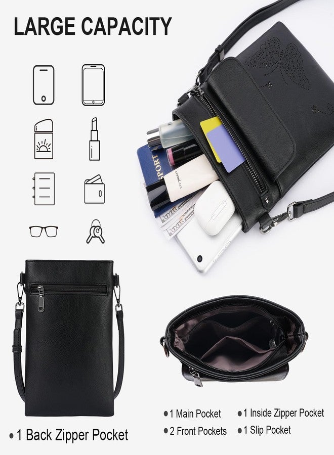 KITEVIUN Crossbody Bags for Women Vegan Leather Cross Body Purse with Adjustable Strap Multiple Pockets Shoulder Handbags BLACK - Image 3
