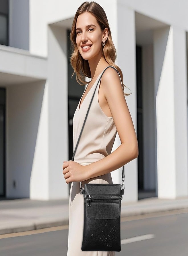KITEVIUN Crossbody Bags for Women Vegan Leather Cross Body Purse with Adjustable Strap Multiple Pockets Shoulder Handbags BLACK - Image 2