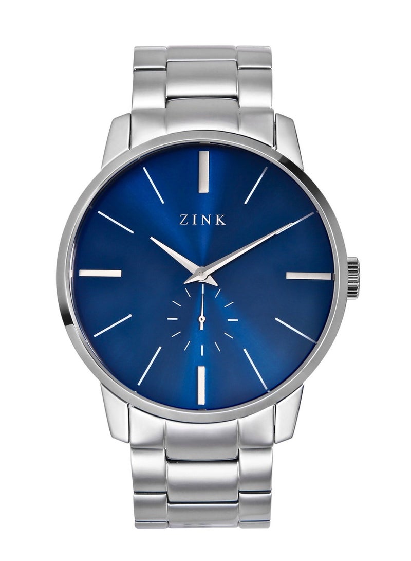 زنك ساعة ZINK ZK126G5SS-46 الأنيقة - ساعة رجالية عصرية بسوار فضي من الفولاذ المقاوم للصدأ ومينا أزرق - Image 1