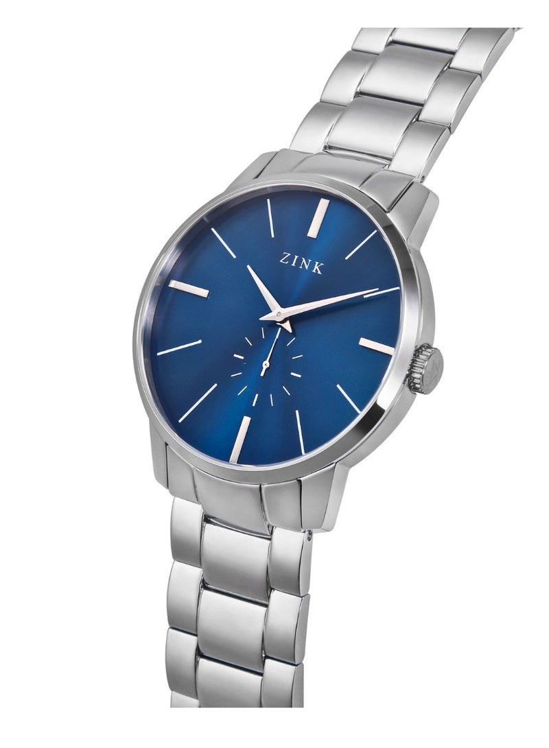 زنك ساعة ZINK ZK126G5SS-46 الأنيقة - ساعة رجالية عصرية بسوار فضي من الفولاذ المقاوم للصدأ ومينا أزرق - Image 2
