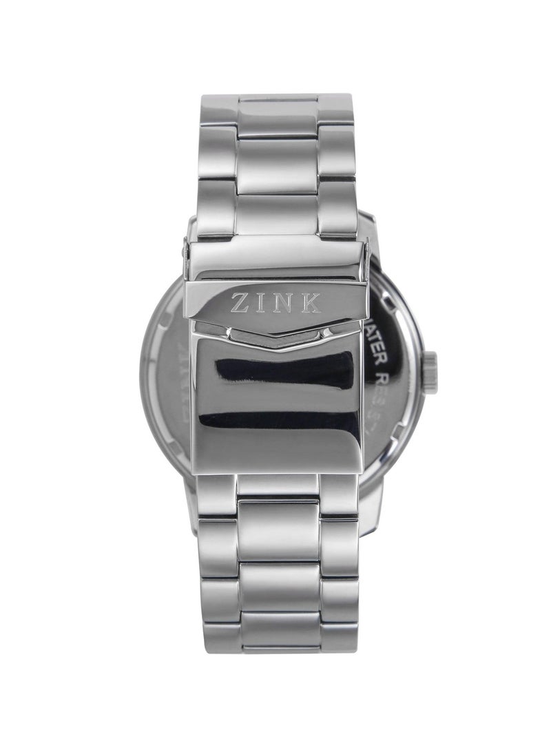 زنك ساعة ZINK ZK126G5SS-46 الأنيقة - ساعة رجالية عصرية بسوار فضي من الفولاذ المقاوم للصدأ ومينا أزرق - Image 4