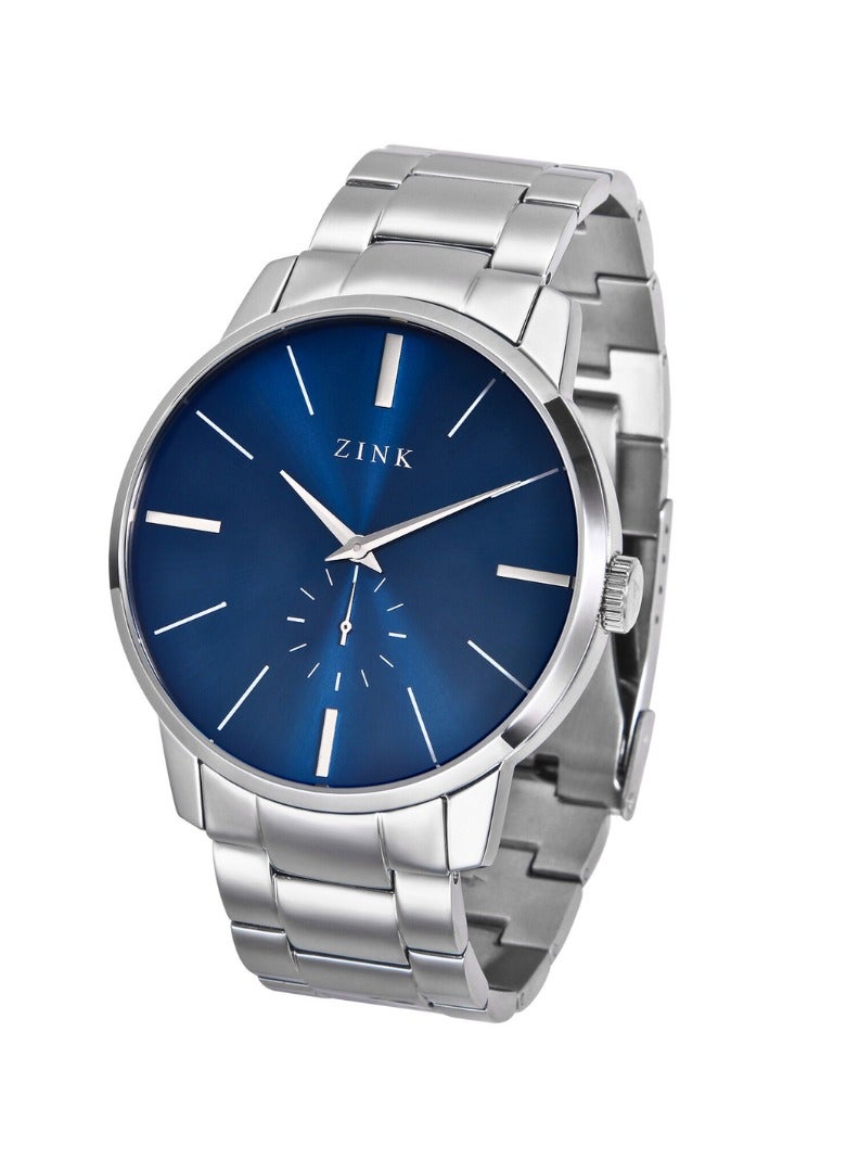زنك ساعة ZINK ZK126G5SS-46 الأنيقة - ساعة رجالية عصرية بسوار فضي من الفولاذ المقاوم للصدأ ومينا أزرق - Image 3