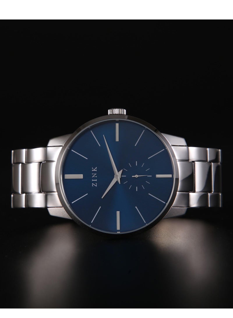 زنك ساعة ZINK ZK126G5SS-46 الأنيقة - ساعة رجالية عصرية بسوار فضي من الفولاذ المقاوم للصدأ ومينا أزرق - Image 5