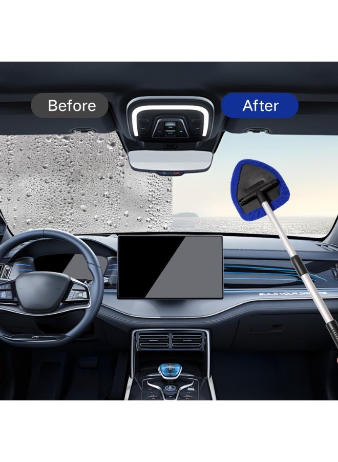 HOMESTAR 11pcs Windshield Cleaner Tool, Car Window Cleaning Wash Kit with 6 Reusable Microfiber Pads 2 Spray Bottles and Extendable Handles Auto Glass Wiper Kit, Blue - Image 3