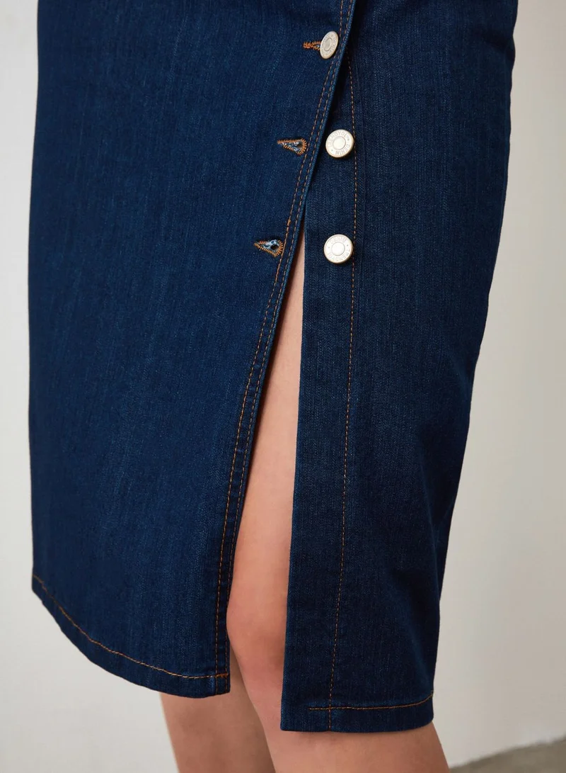 trendyol Button Down Denim Skirt