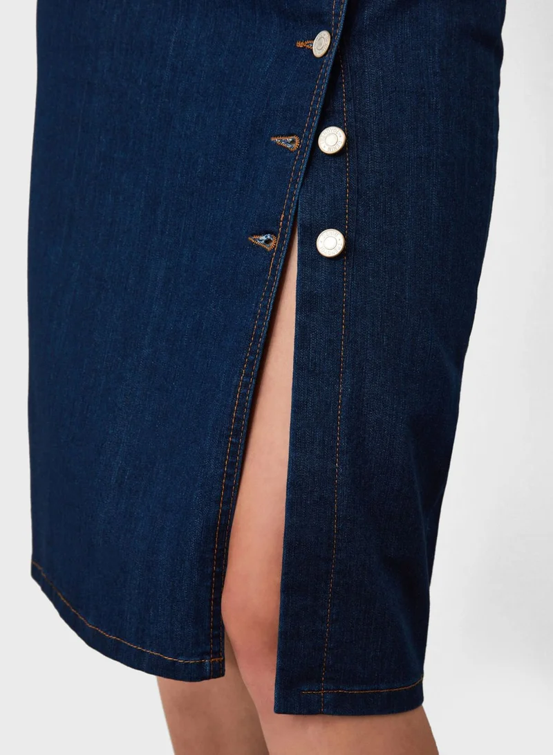 trendyol Button Down Denim Skirt