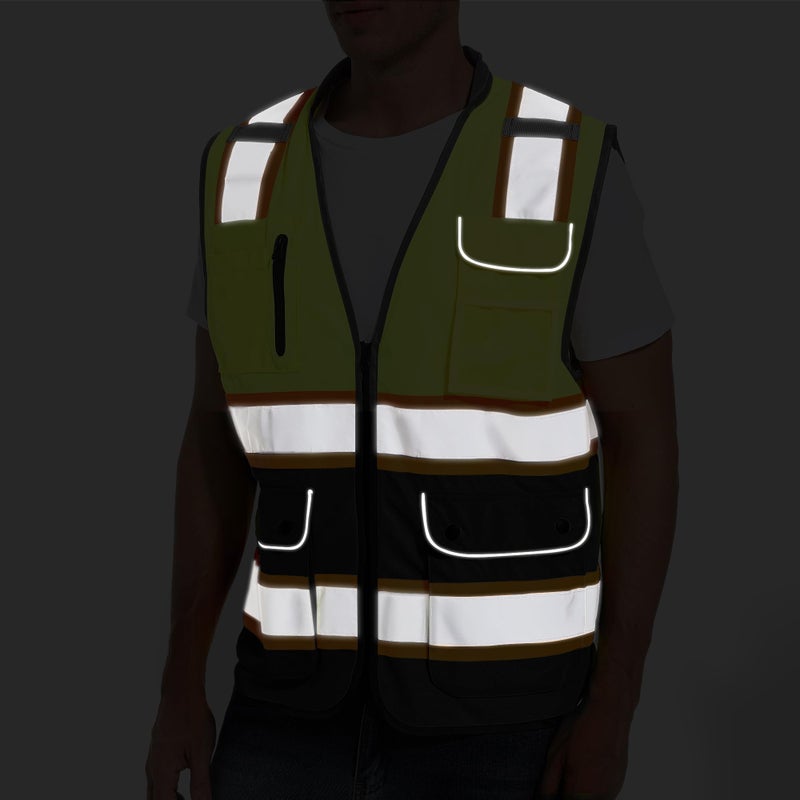 ArcRidge Reflective Safety Vest for Men and Women - High Visibility Construction Vest - Dual Tone Reflective Strips (Yellow-Black, Large) - Image 5