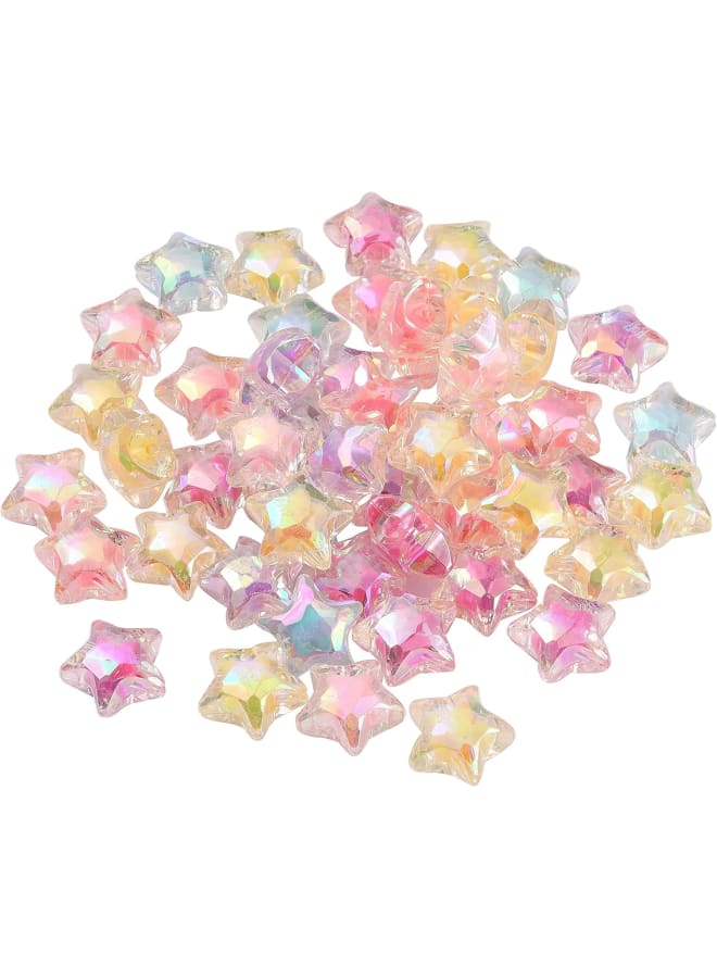 50 Pcs AB Color Plating Acrylic Beads Star Shape Beads in Beads Spacer for DIY Jewelry Making - 19x12mm - Image 1