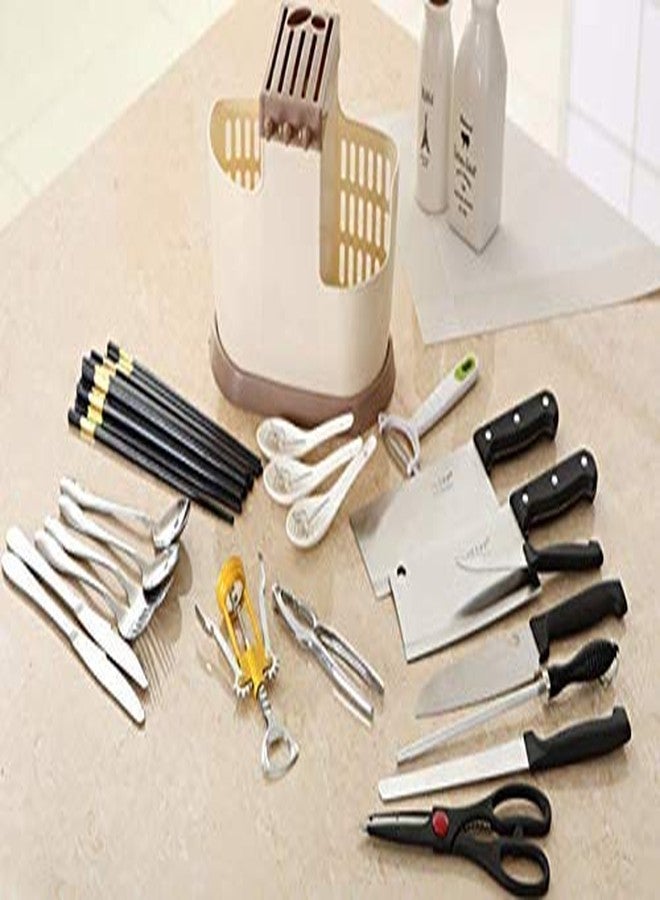 ONTRIP Multi-Functional Kitchen Sink Tools Chopstick Creative Plastic Cutlery Rack Organizer for Dinner Table Counter Top with Self Draining Tray - Image 4
