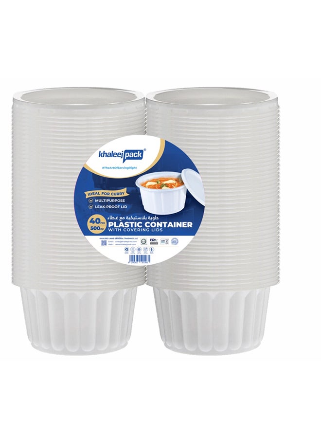 Curry Cup 500 ml Pack of 40 pcs, Deep Gravy bowl with lid