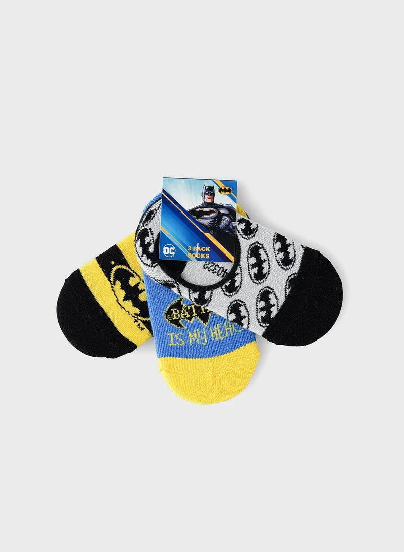 Warner Bros Kids 3 Pack Batman No Show Socks