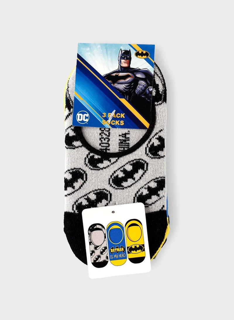 Warner Bros Kids 3 Pack Batman No Show Socks