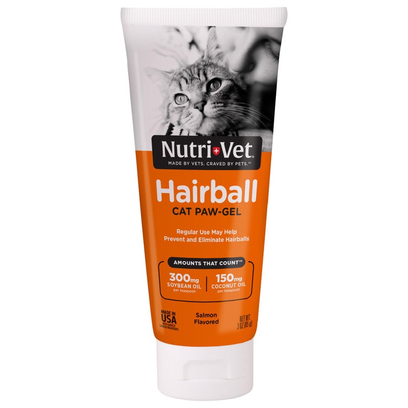 nutri vet Nutri-Vet Hairball Paw Gel, Cat Hairball Remedy, Kitten Supplies, Hair Ball Relief for Cats, Fur Ball Remedy, Soybean & Coconut Oil, Salmon Flavor, 3 oz - Image 1
