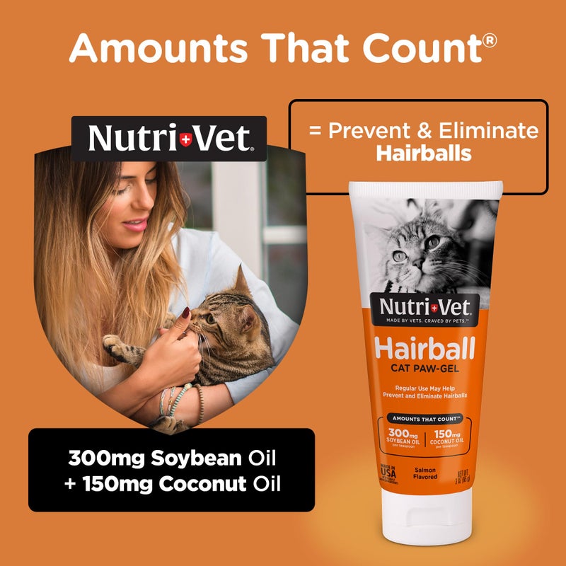 nutri vet Nutri-Vet Hairball Paw Gel, Cat Hairball Remedy, Kitten Supplies, Hair Ball Relief for Cats, Fur Ball Remedy, Soybean & Coconut Oil, Salmon Flavor, 3 oz - Image 3