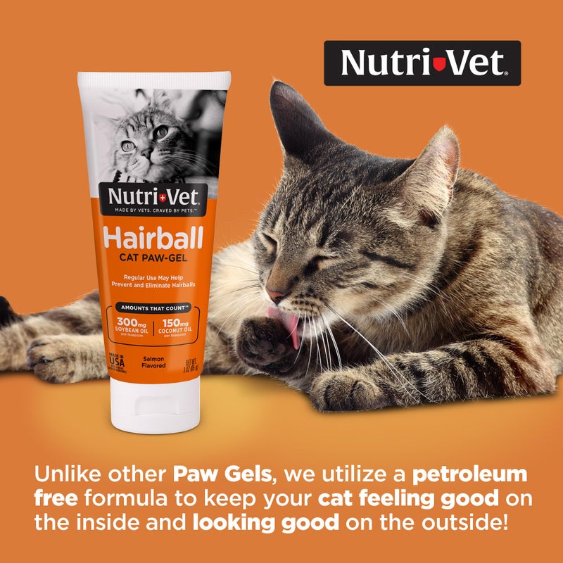 nutri vet Nutri-Vet Hairball Paw Gel, Cat Hairball Remedy, Kitten Supplies, Hair Ball Relief for Cats, Fur Ball Remedy, Soybean & Coconut Oil, Salmon Flavor, 3 oz - Image 2